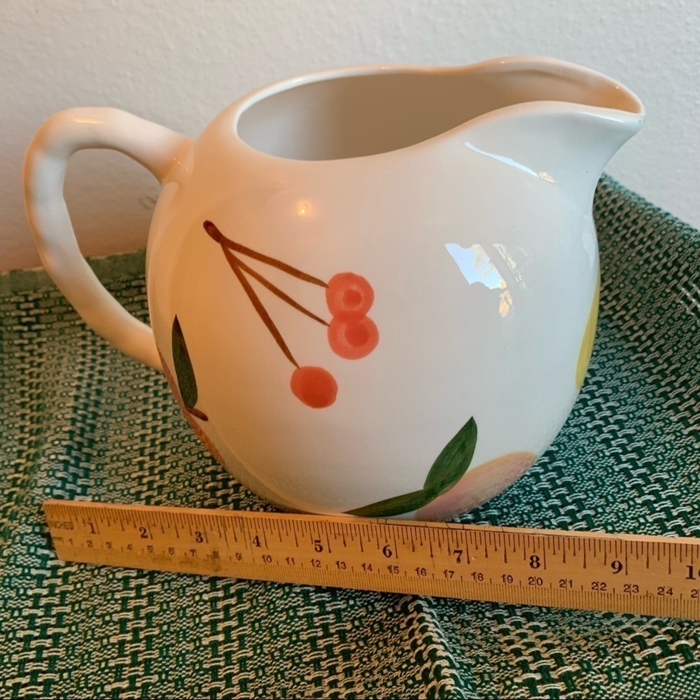 Vintage hand painted ceramic fruit pitcher country farmhouse kitchen decor - Picture 8 of 10